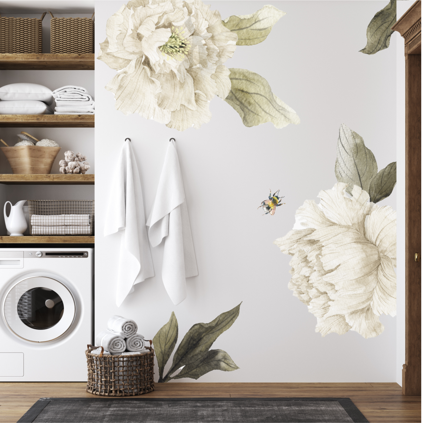 XXL White Peony Decal Set