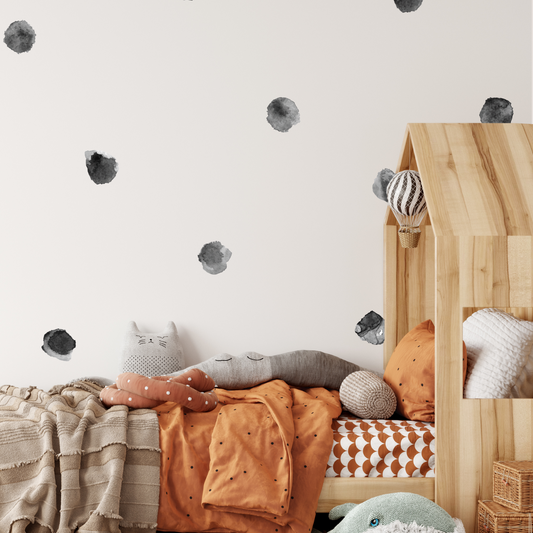 Black Watercolor Dot Decals