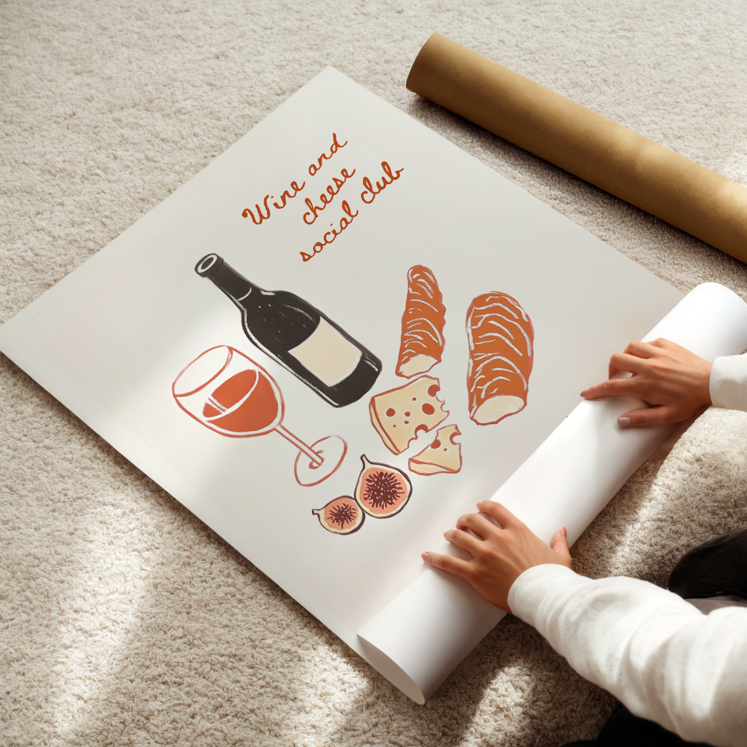 'Wine & Cheese Social Club' Art Print