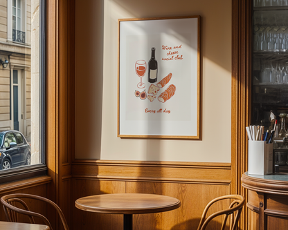 'Wine & Cheese Social Club' Art Print