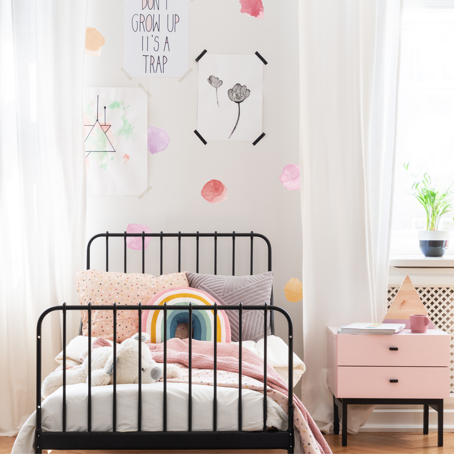 Rosy Watercolor Dot Decals