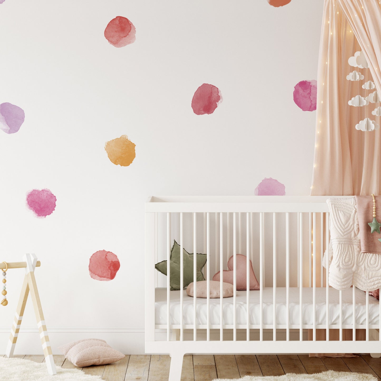 Rosy Watercolor Dot Decals