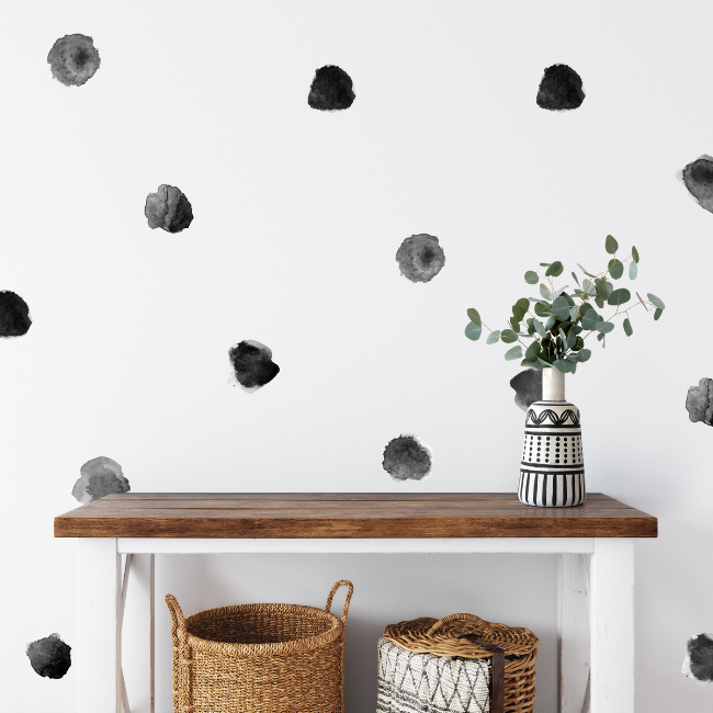 Black Watercolor Dot Decals